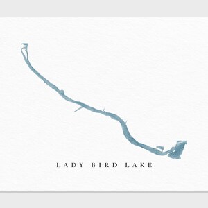 Dame Vogelsee | Austin, Tex | Wasserfarbe See Karte Geschenk, See Haus Dekor, personalisierte Kunst Hochzeitsgeschenk, benutzerdefinierte Reise Malerei, Kunstdruck