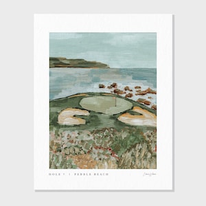 Pebble Beach 7th Hole | Acrylic Painting | Abstract Golf Course Painting, Gift | Fine Art Print