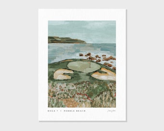 Pebble Beach 7th Hole | Acrylic Painting | Abstract Golf Course Painting, Gift | Fine Art Print