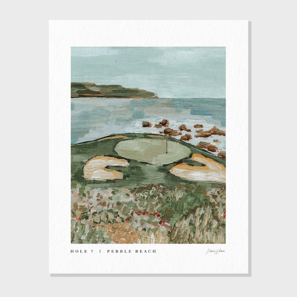 Pebble Beach 7th Hole | Acrylic Painting | Abstract Golf Course Painting, Gift | Fine Art Print