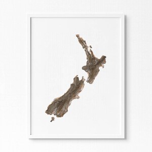 Nova Zelândia | Arte de Mapa Abstrata | Esboço de Mapa da Nova Zelândia Pintado à Mão, Impressão em Óleo Acrílico, Presente Kiwi | Impressão de Belas Artes