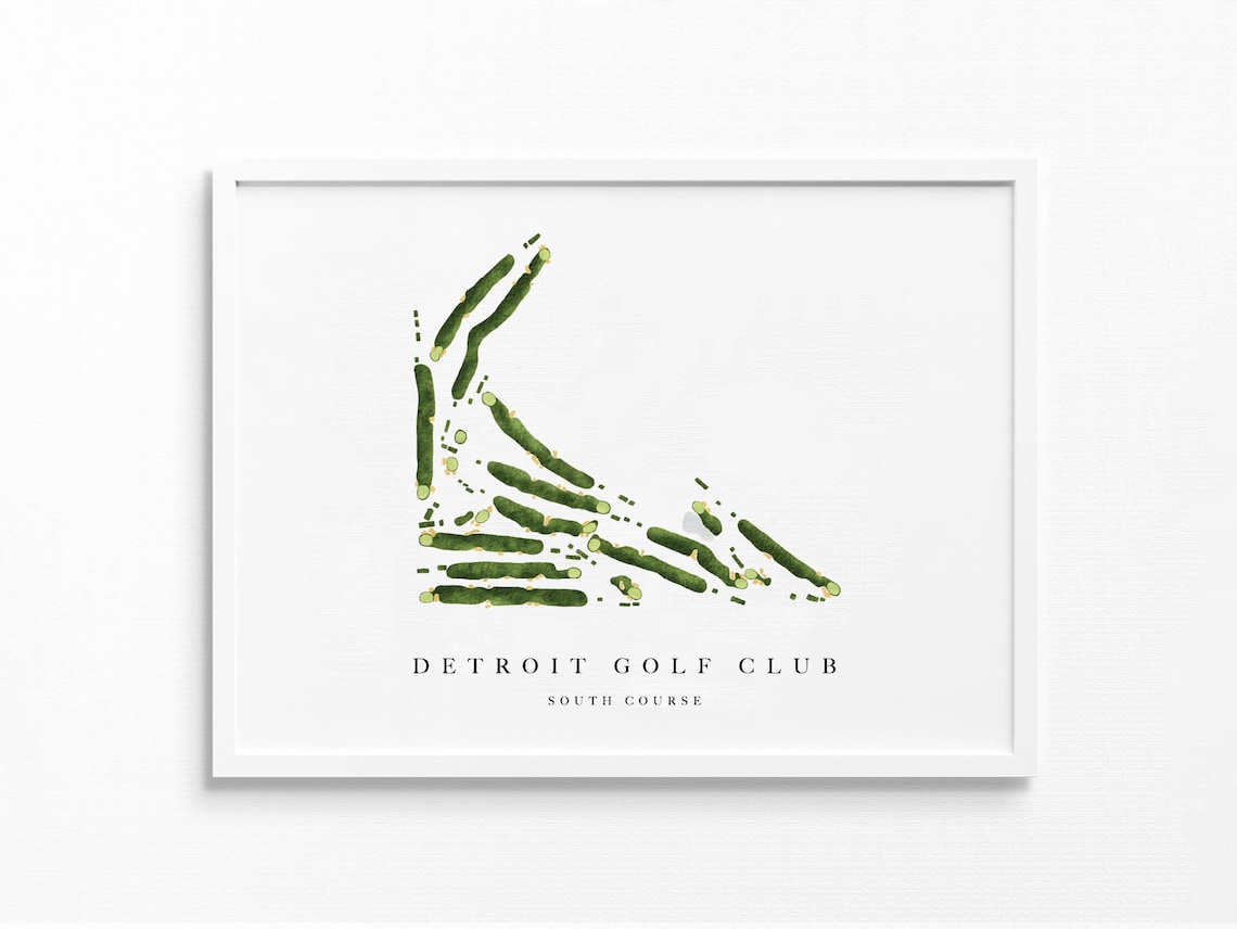 Detroit Golf Club Golf Course Map Golfer Decor Gift Etsy