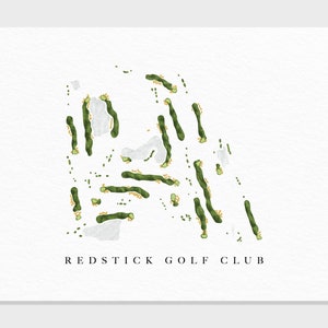 RedStick-golfclub | Vero Beach, Florida | Golfbaankaart, gepersonaliseerde golfkunstcadeaus voor mannen Muurdecoratie, aangepaste aquarelafdruk