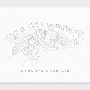 Mammutberg | Kalifornien | Weg Karte Geschenk Berg Haus Ski Dekor, personalisierte Familien Reise Winter Abenteuer, Kunstdruck