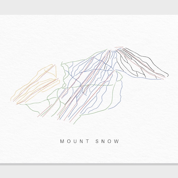 Mount Snow | Vermont | Trail Map Gift for Mountain House Ski Decor, Personalized Family Travel Winter Adventure, Minimalist Art Print