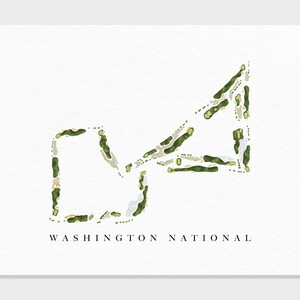 Washington National Golf Club | Rostbraun, WA | Golf Platz Karte, Golf Kunst Geschenke für Herren Wanddekoration, Benutzerdefinierte Aquarell Druck