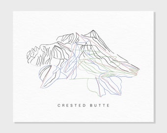 Crested Butte Mountain Resort | Colorado | Trail Map Gift House Ski Decor, Personalized Family Travel Winter Adventure, Minimalist Art Print