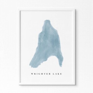 Lac Wrighter | Pennsylvanie | Cadeau de carte aquarelle de lac, décoration de maison de lac, cadeau de mariage artistique personnalisé, peinture de voyage personnalisée, impression d'art