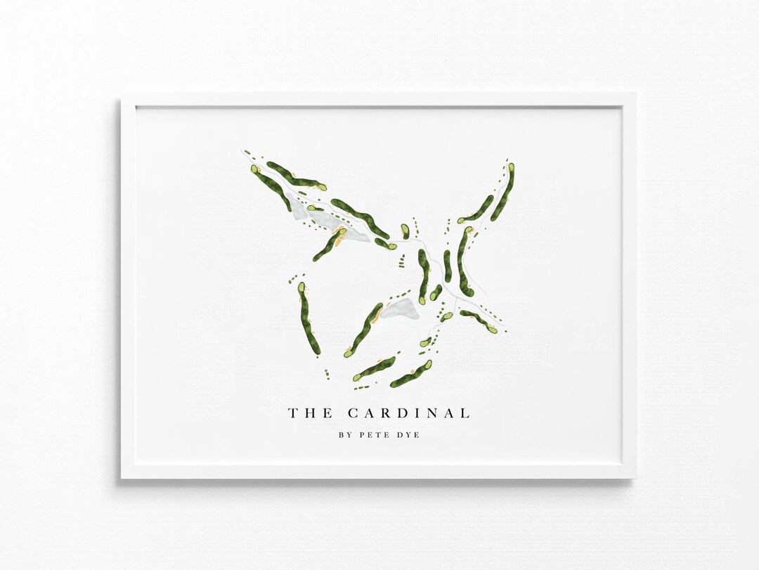 The Cardinal by Pete Dye Greensboro, NC Golf Course Map, Personalized