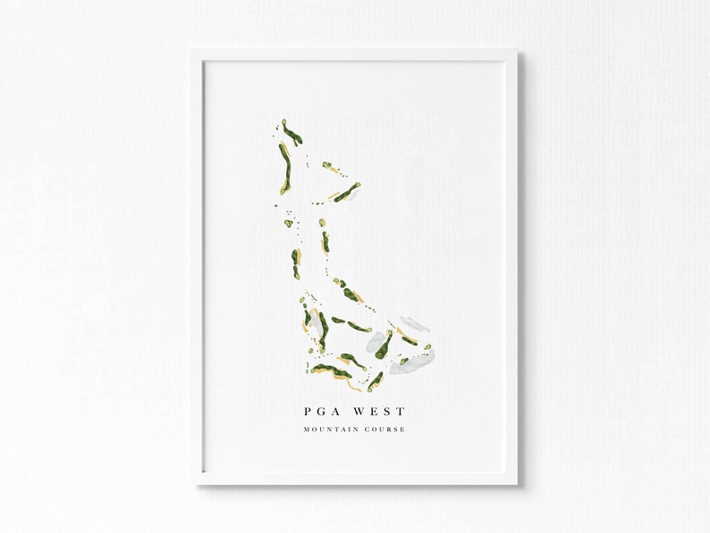 PGA West Mountain Course La Quinta, CA Golf Course Map, Personalized Golf Art Gifts for Men Wall Decor, Custom Watercolor Print Portrait