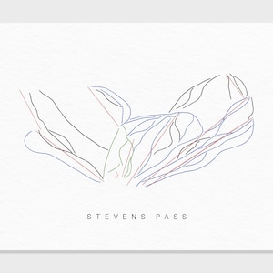 Stevens Pass | Washington | Wanderkarte Geschenk für Berg Haus Ski Dekor, personalisierte Familienreise Winter Abenteuer, minimalistischer Kunstdruck
