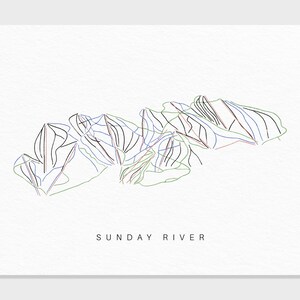 Sonntagsfluss | Newry, ME | Wanderkarte Geschenk für Berg Haus Ski Dekor, personalisierte Familienreise Winter Abenteuer, minimalistischer Kunstdruck