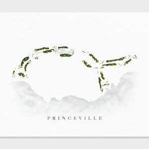 Princeville Makai Golf Club | Kauai, HALLO | Golfbaankaart, gepersonaliseerde golfkunstcadeaus voor mannen Muurdecoratie, aangepaste aquarelafdruk