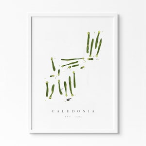 Caledonia Country Club / Caledonia, New York / Mappa del campo da golf, dipinto di golf, regalo di golf, layout del campo / Stampa artistica in stile acquerello
