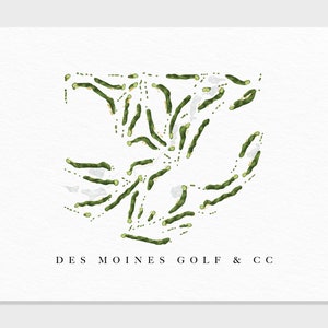 Golf & Country Club Des Moines | West Des Moines, IA | Carte du parcours de golf, cadeau déco de golfeur pour lui, mise en page de la carte de score | Impression d'art