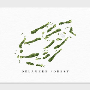 Delamere Forest Golf Club | England | Golf Platz Karte, Golf Kunst Geschenke für Herren Wanddekoration, Benutzerdefinierte Aquarell Druck