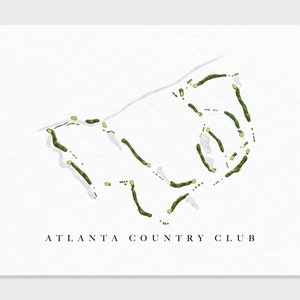Atlanta Country Club | Marietta, Georgia | Golfbaankaart, gepersonaliseerde golfkunstcadeaus voor mannen Muurdecoratie, aangepaste aquarelafdruk