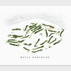 Royal Portrusch | Irland, Dunluce Links, Valley Links, Platzkarte, Golf Malerei, Golf Geschenk, Platzplan | Aquarell Style Fine Art Druck