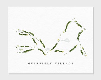 Muirfield Village Golf Club | Dublin, OH | Golf Course Map, Personalized Golf Art Gifts for Men Wall Decor, Custom Watercolor Print