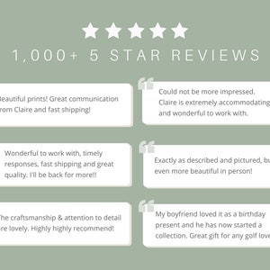 May include: A collage of five-star reviews for a business with over 1,000 reviews. The reviews highlight the quality of the products, the excellent customer service, and the fast shipping times.