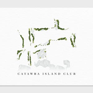 Catawba Island Club | Portklinton, OH | Golf Platz Karte, Golf Kunst Geschenke für Herren Wanddekoration, Benutzerdefinierte Aquarell Druck