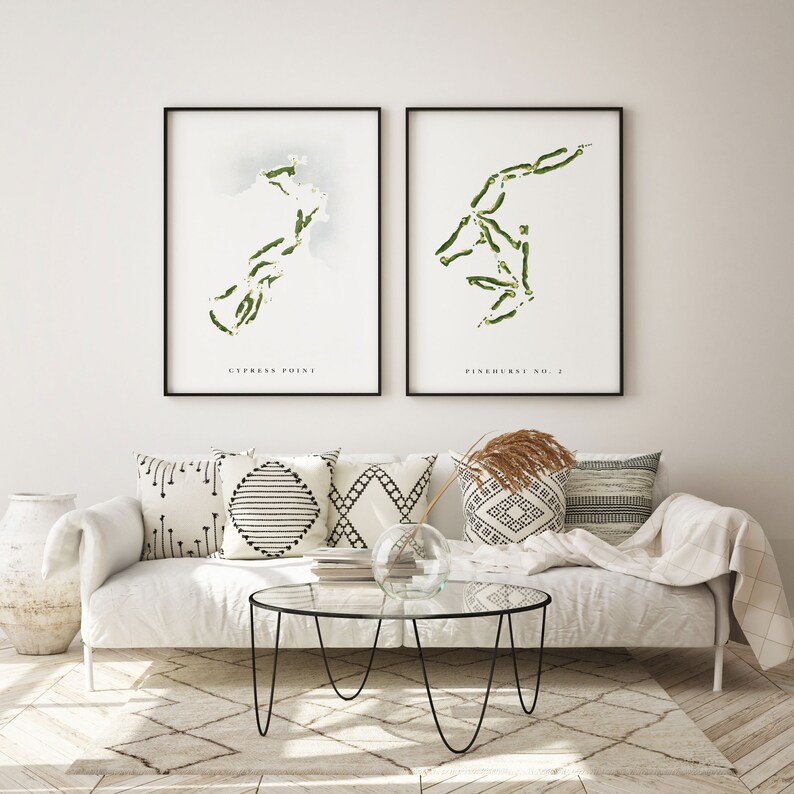 Chambers Bay Washington Golf Course Map Golfer Decor Etsy