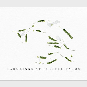 FarmLinks bei Pursell Farms | Sylacauga, AL | Golf Platz Karte, Golf Kunst Geschenke für Herren Wanddekoration, Benutzerdefinierte Aquarell Druck