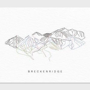 Breckenridge Ski Resort Colorado Trail Map Gift Mountain House Ski Decor, Personalized Family Travel Winter Adventure, Art Print image 1