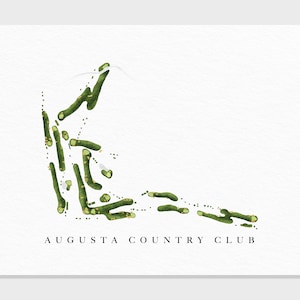 Auguste Countryclub | Auguste, GA | Golf Platz Karte, Golf Kunst Geschenke für Herren Wanddekoration, Benutzerdefinierte Aquarell Druck