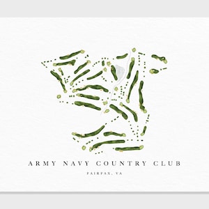 Army Navy Country Club / Fairfax, VA / Mappa del campo da golf, dipinto di golf, regalo di golf, layout del campo / Stampa artistica in stile acquerello