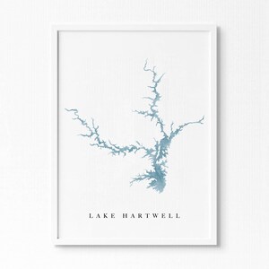 Lake Hartwell | GA en SC | Cadeau aquarel kaart meer, decor meerhuis, gepersonaliseerde kunst huwelijkscadeau, aangepaste reisschildering, kunstafdruk