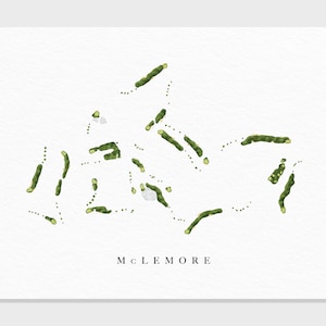 McLemore | Lookout Mountain, GA | Golf Platz Karte, Golf Kunst Geschenke für Herren Wanddekoration, Benutzerdefinierte Aquarell Druck