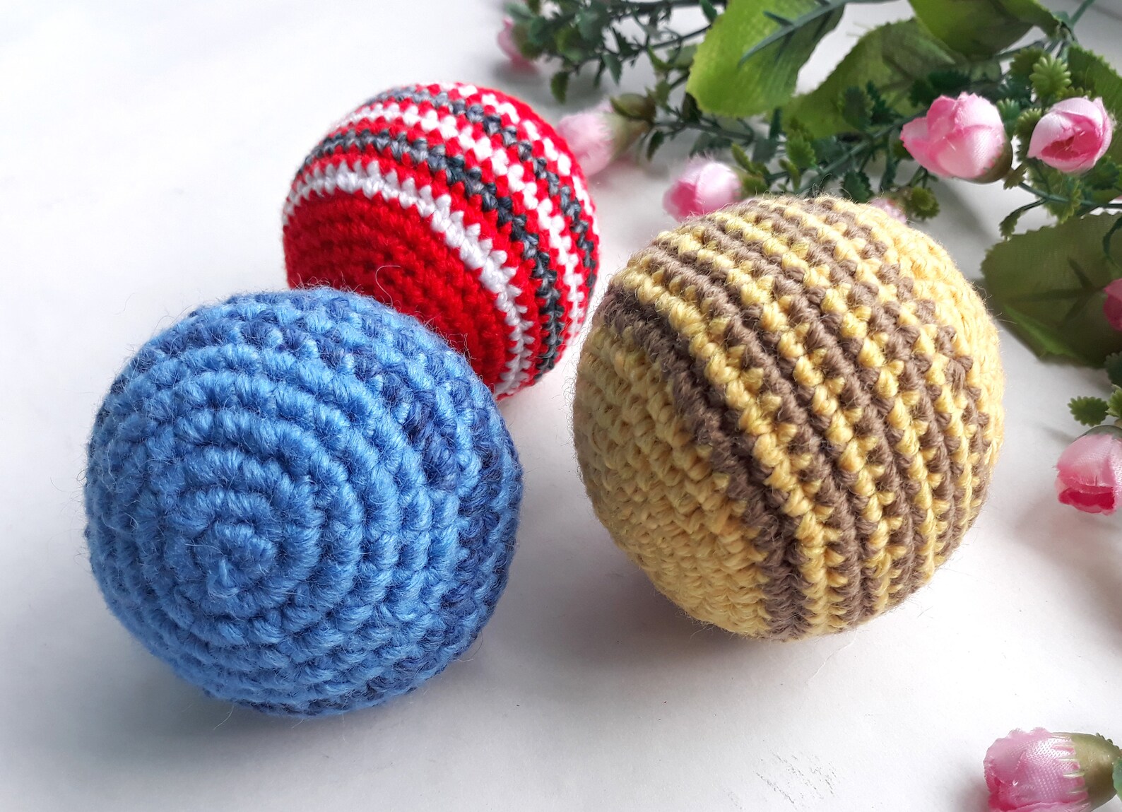 Crochet ball Toy for cats Multicolored stuffed ball Etsy