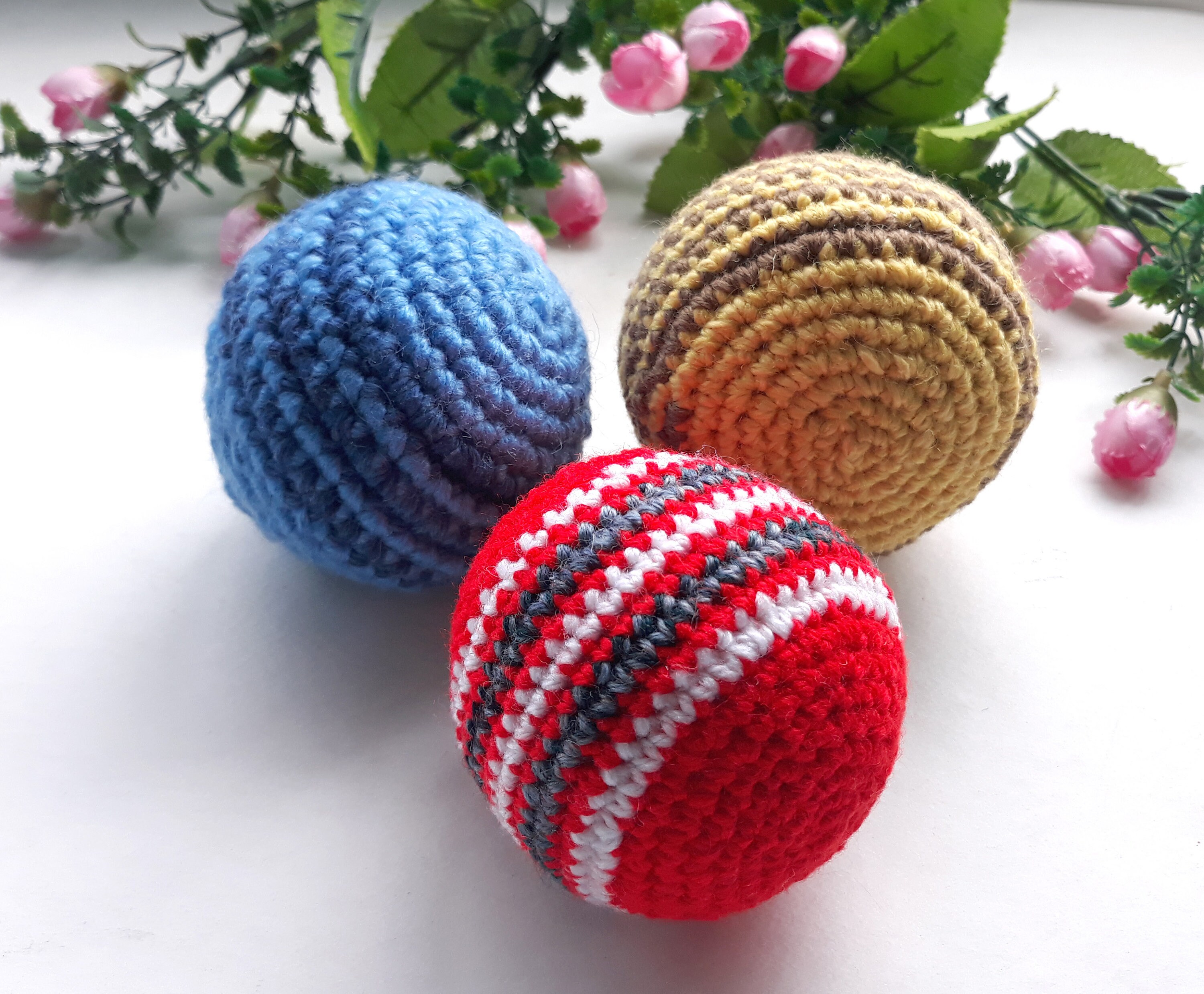 Crochet ball Toy for cats Multicolored stuffed ball Etsy