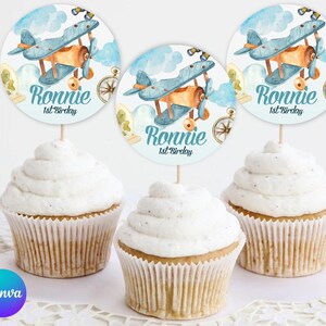 Bearbeitbarer Geburtstags-Cupcake-Topper. Digital P006
