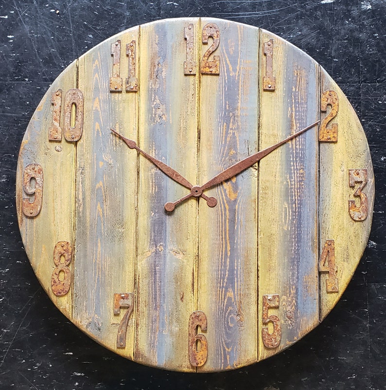 20 Oversized Wall Clock. Distressed to Look Like Etsy