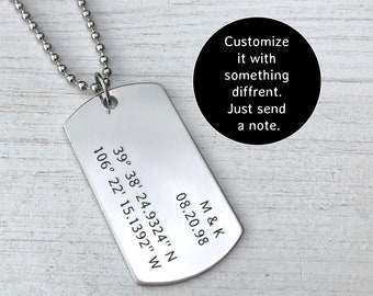 Personalized Dog Tag Necklace  • Custom Necklace for Men • Anniversary Gift  • Fathers Day Gift • Wedding Gift  • Engraved Gifts for Mens