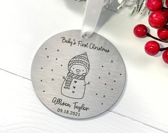 Baby's First Christmas Engraved Ornament  • New Birth Gift • Baby Christmas Ornament • Stainless Steel Ornament