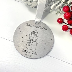 Baby's First Christmas Engraved Ornament  • New Birth Gift • Baby Christmas Ornament • Stainless Steel Ornament