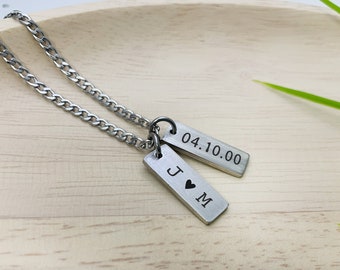 Mini Pendants Laser Engraved  • Custom Necklace for Men • Anniversary Gift • GPS Coordinates • Fathers Day Gift • Wedding Gift