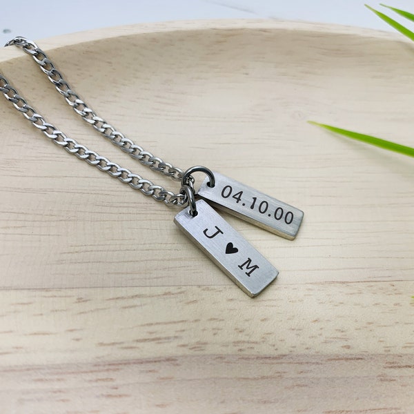 Mini Pendants Laser Engraved  • Custom Necklace for Men • Anniversary Gift • GPS Coordinates • Fathers Day Gift • Wedding Gift