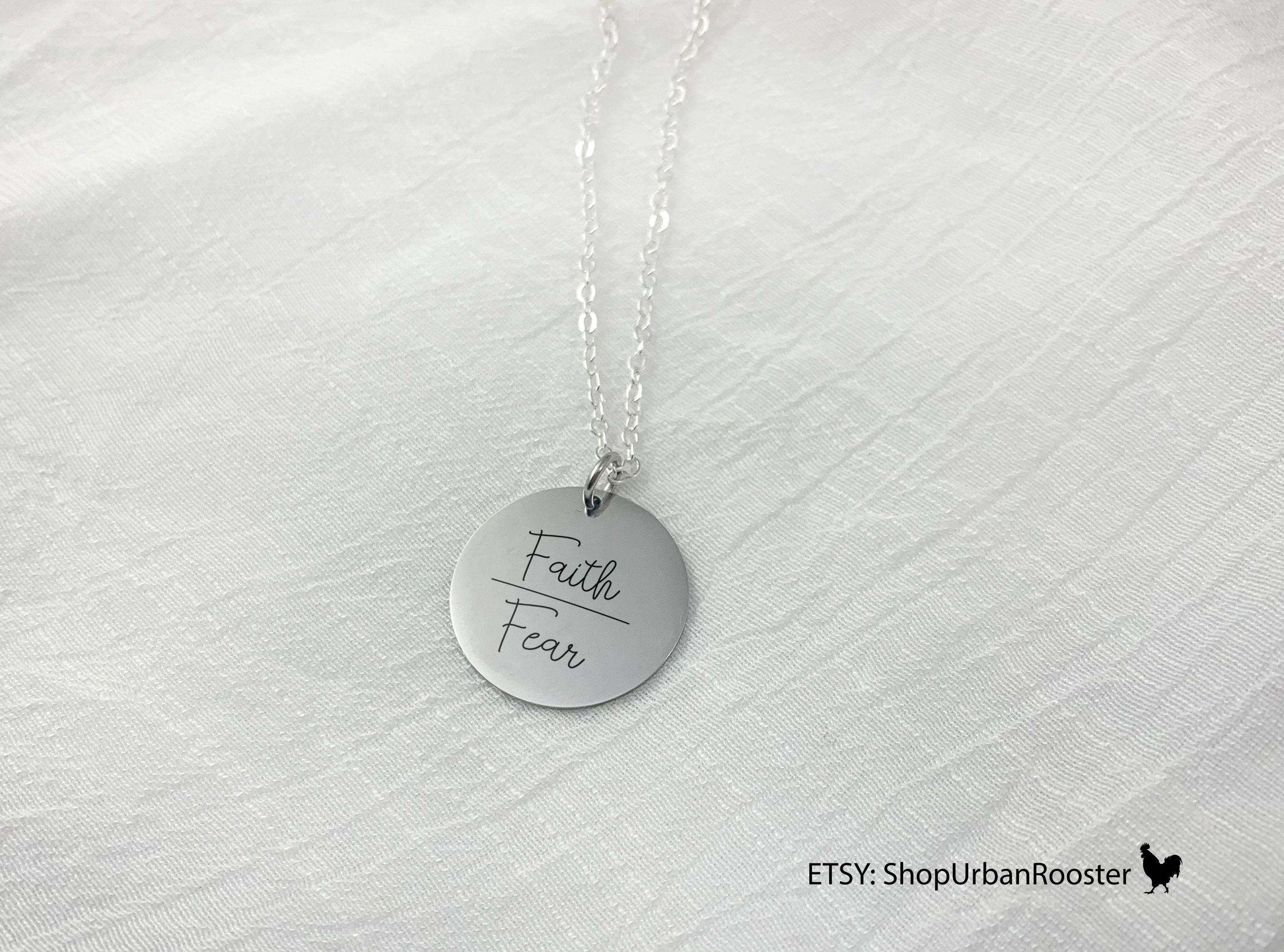 Faith Over Fear Pendant Spiritual Necklace Faith Jewelry Etsy
