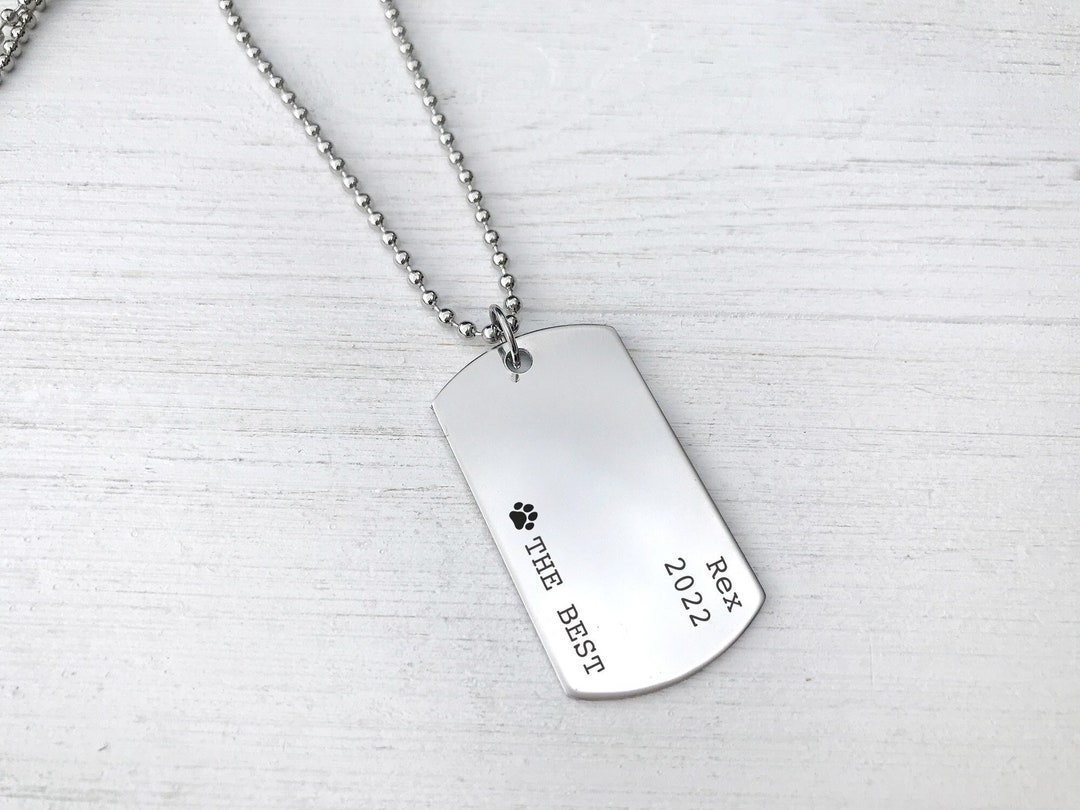 Personalized Pet Memorial Dog Tag Necklace Custom Necklace for Men in
