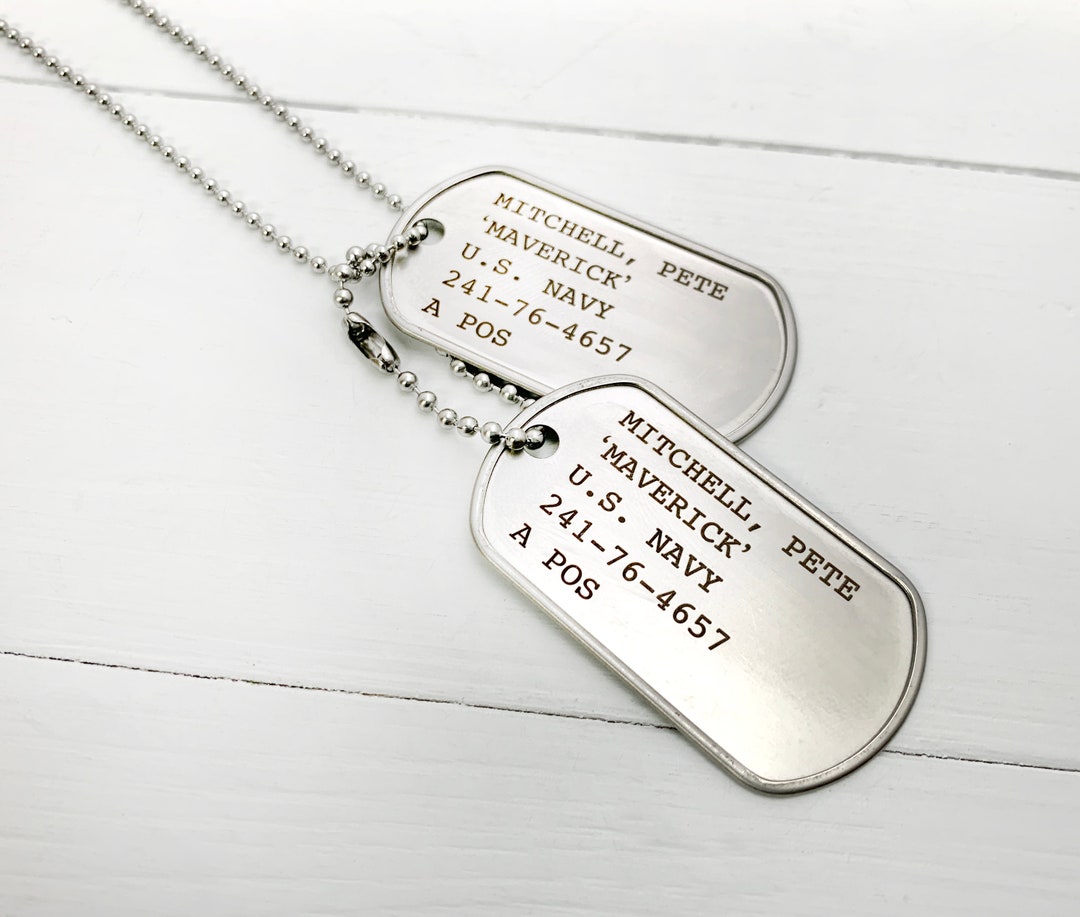 Personalized Rustic Double Dog Tag Necklace Military Dog Tag ID