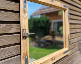 Old wood mirror S1842 wooden mirror wall mirror mirror window old window 1845 window mirror bathroom upcycling sustainable