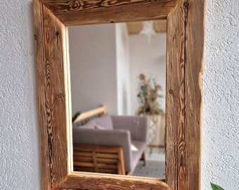 Reclaimed Wood Mirror S1768 Wooden Mirror Wall Mirror Reclaimed Wood Mirror Bar Mirror Solid Wood Upcycling Sustainable