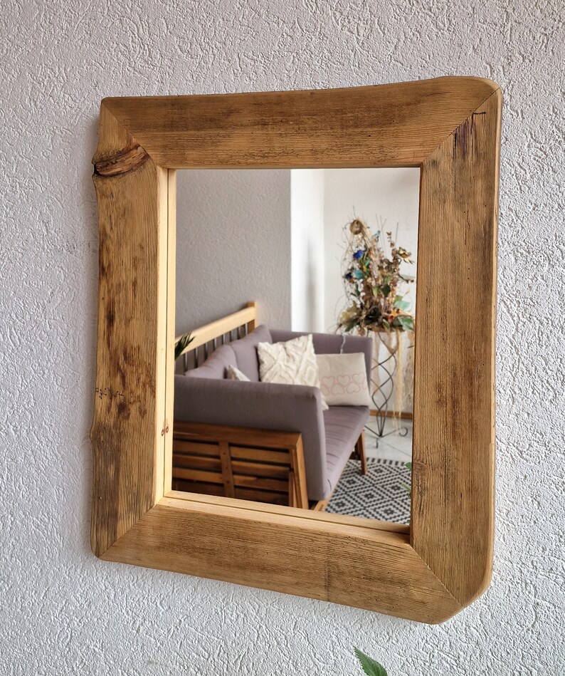Altholz Spiegel S1792 Holzspiegel Wandspiegel antiko Alte Bretter upcycling nachhaltig Badspiegel Bild 2