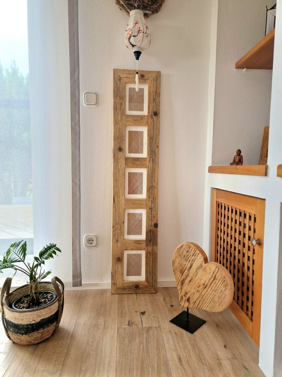 Bilderrahmen 5fach Holz Altholz Spiegel alte Balken B1481 gross Loft upcycling nachhaltig handarbeit Anfertigung