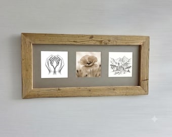 Bilderrahmen 3fach Holz Altholz alte Balken B2442 gross Loft upcycling nachhaltig Galeriebild