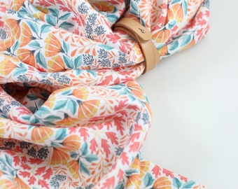 Exclusive "Nice" Floral Printed Lovely Linen Scarf, Women's Floral Scarf, Summer Linen Scarf